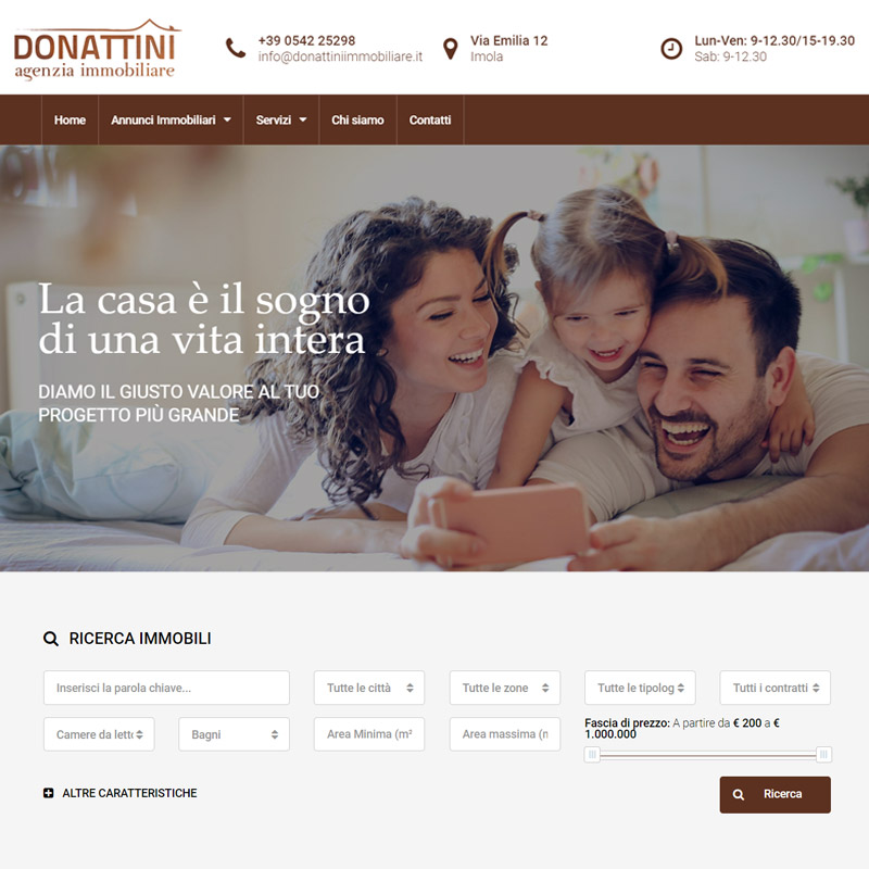 realizzazione sito web donattini immobiliare imola - area web