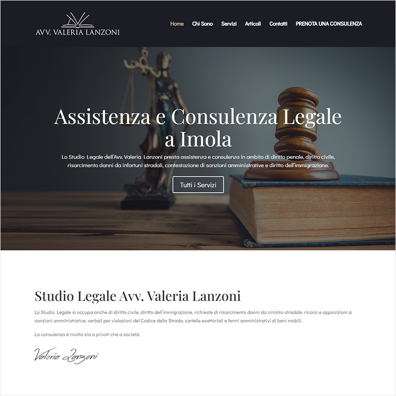realizzazione sito web avvocato valeria lanzoni imola - area web